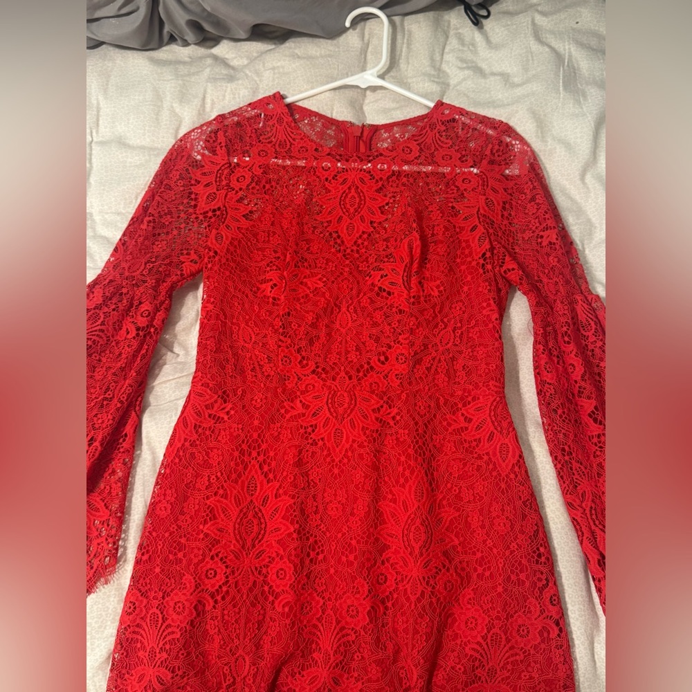 BCBGMaxAzria Vibrant Red Lace Dress